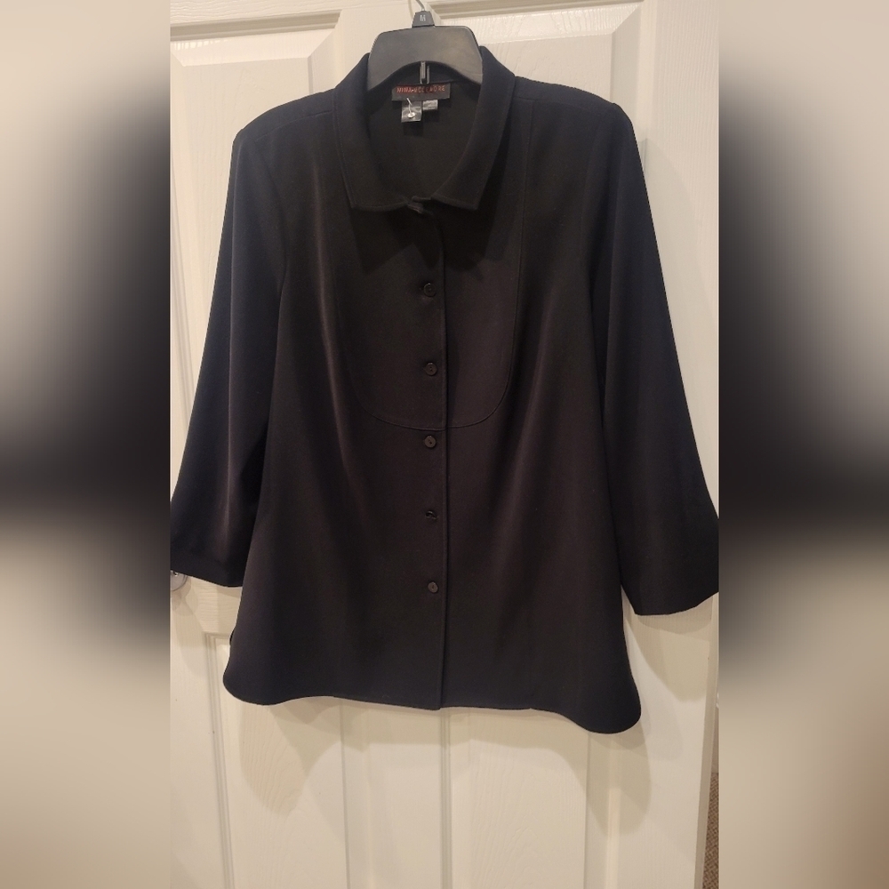 Nina McLemore Black Polyester Blazer 2 Pockets  Size 12 Made in USA - Picture 5 of 10